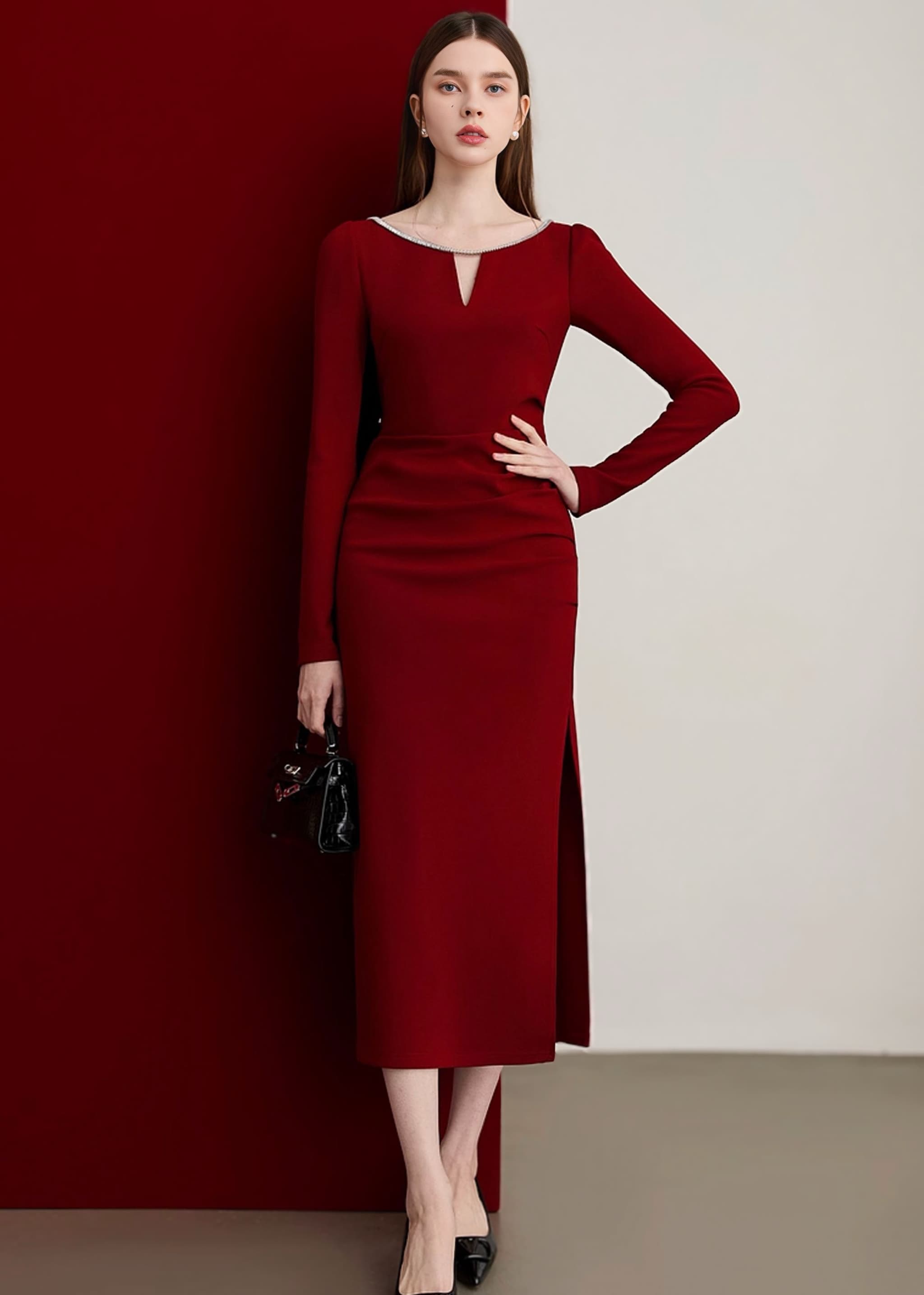 N.FRAME/エヌフレーム】ボルドービジューラインドレス – N FRAME