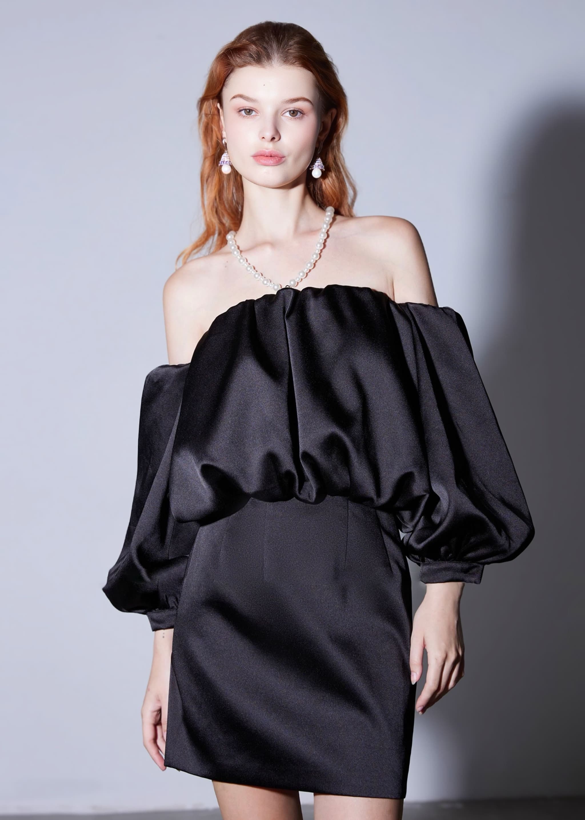 N.FRAME/エヌフレーム】サテンボリュームスリーブワンピース – N FRAME