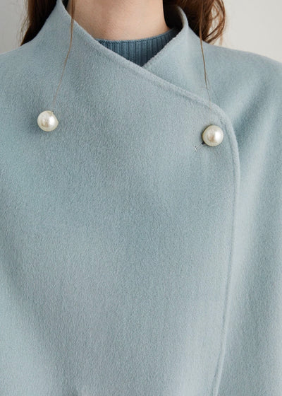 パールボタンロングウールコート