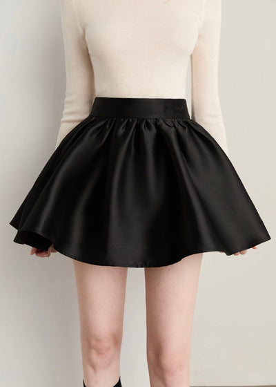 サテンハイウエストフレアミニスカート