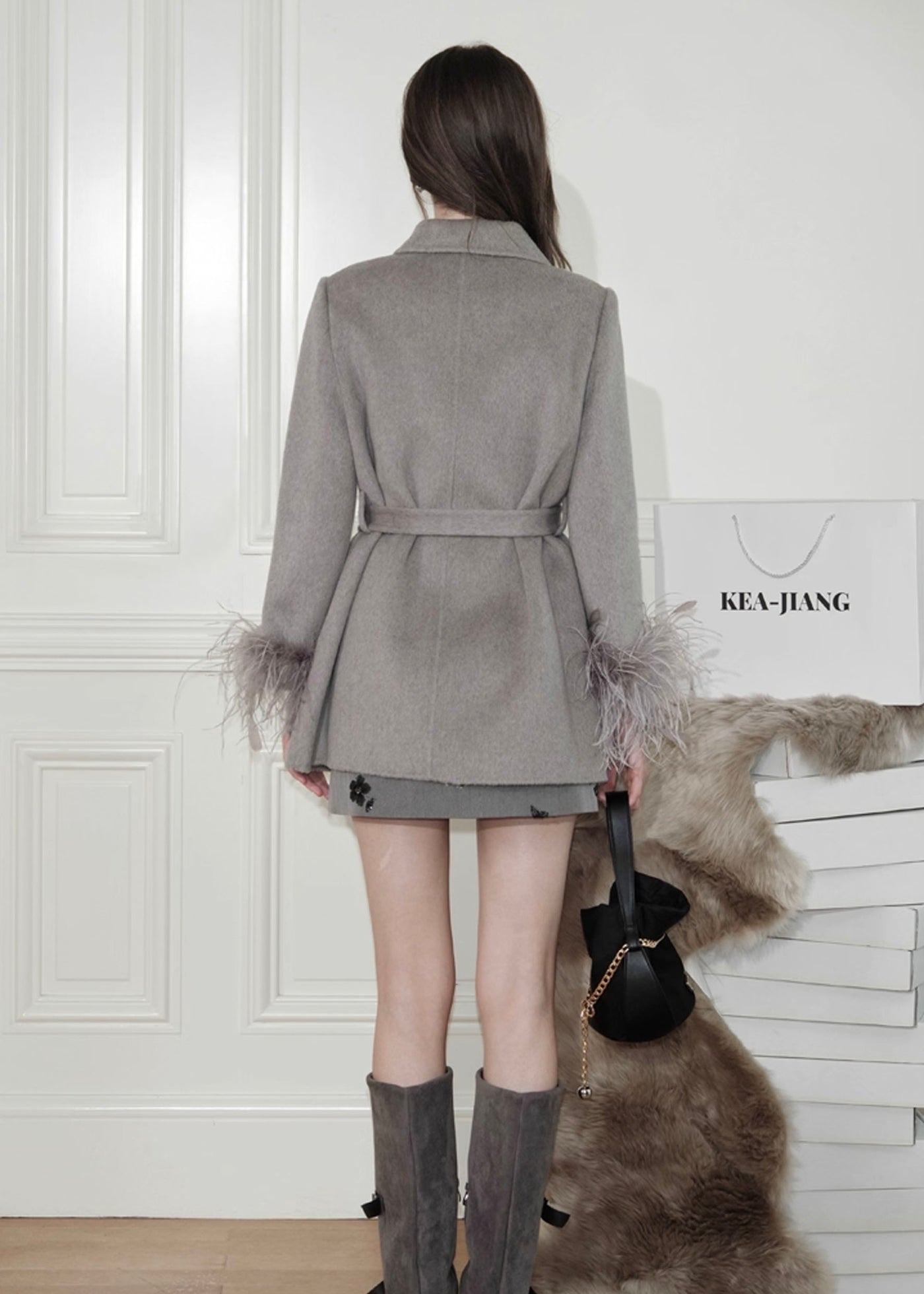 ウールフェザースリムジャケットコート