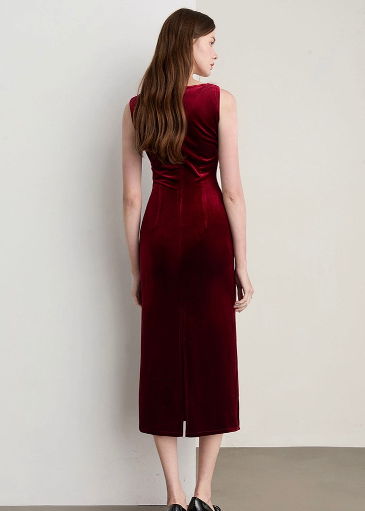 ドレープベルベットスリムドレス