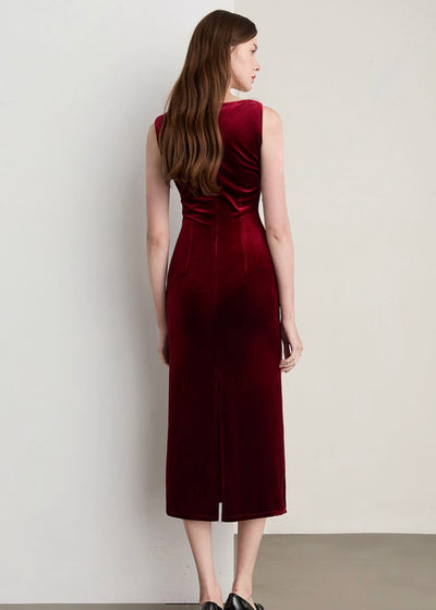 ドレープベルベットスリムドレス
