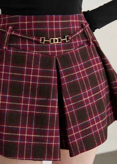 チェックプリントプリーツパンツ