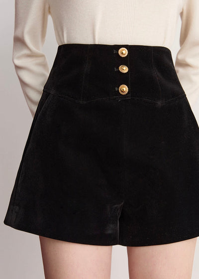 ハイウエストベルベットショートパンツ
