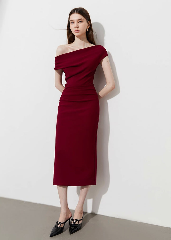 エヌフレーム　ドレス N.FRAME/エヌフレーム】エレガントワンショルダーギャザードレス