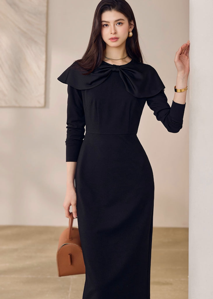 N.FRAME/エヌフレーム】ケープリボンタイトブラックワンピース – N FRAME
