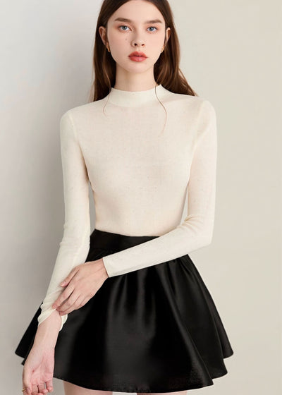 サテンハイウエストフレアミニスカート