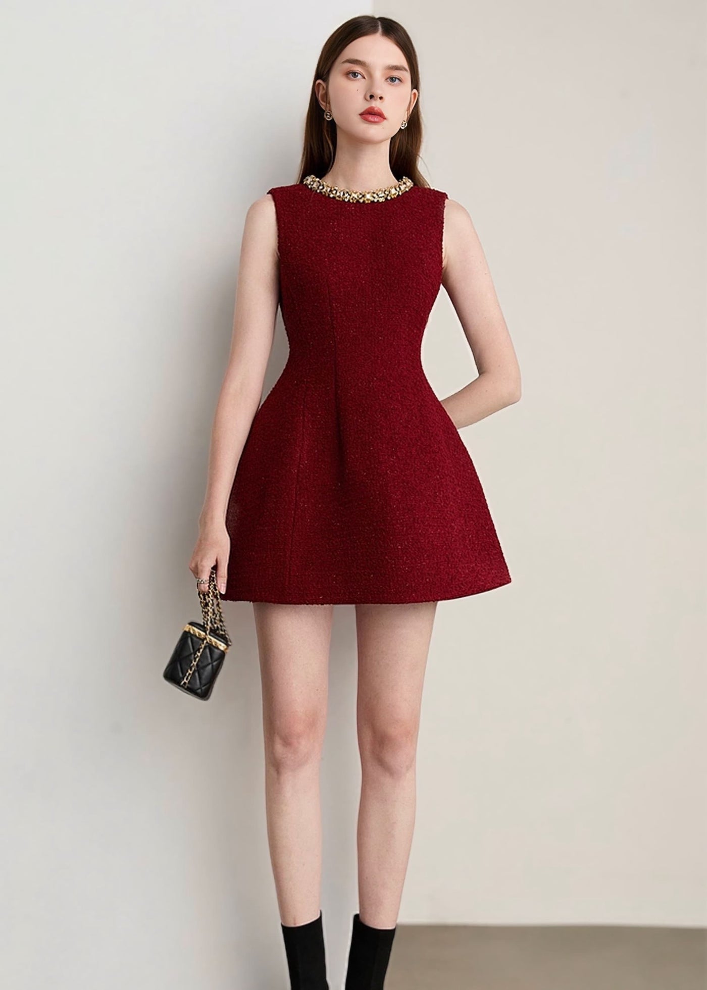 ツイードタックミニドレス