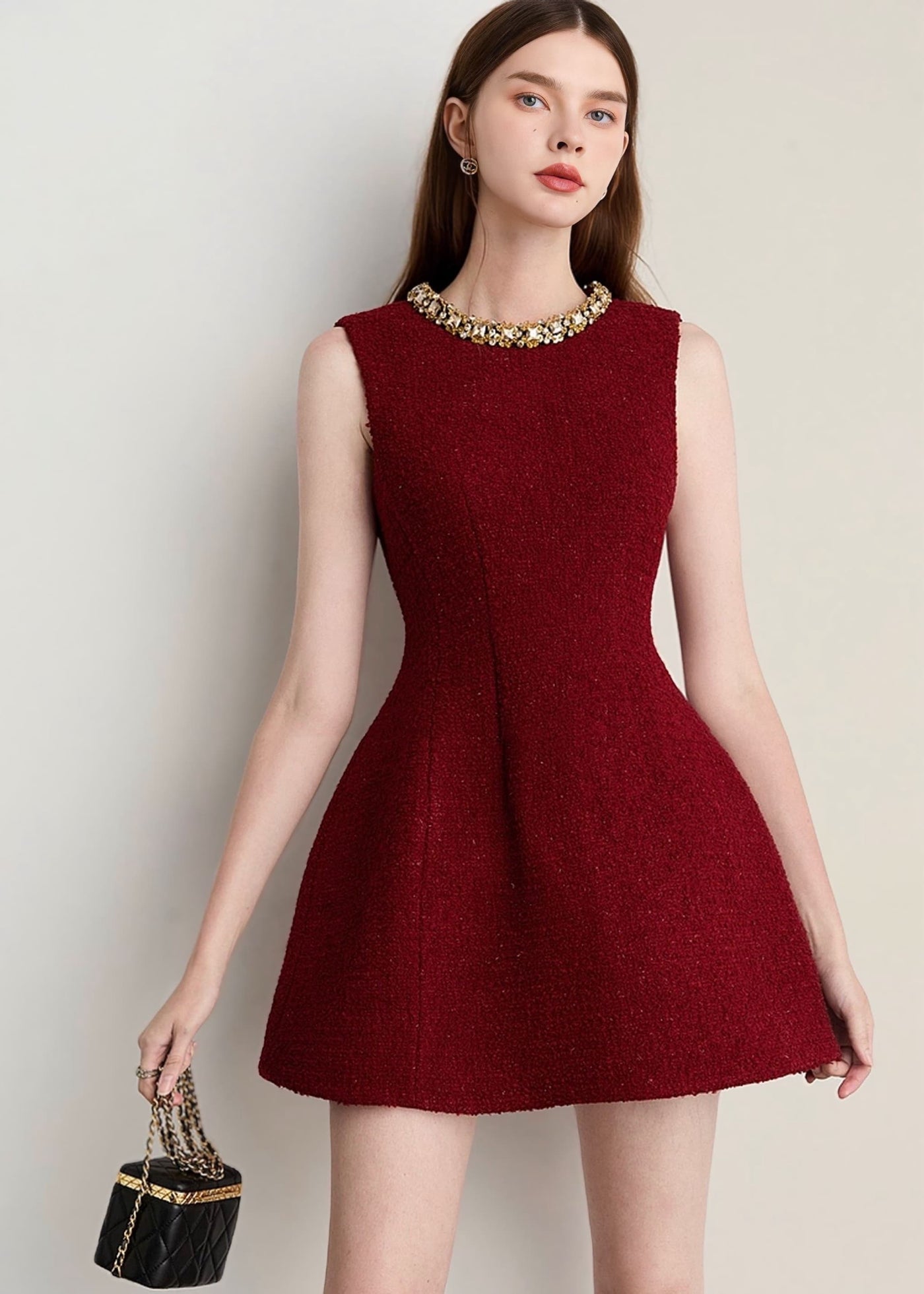 ツイードタックミニドレス