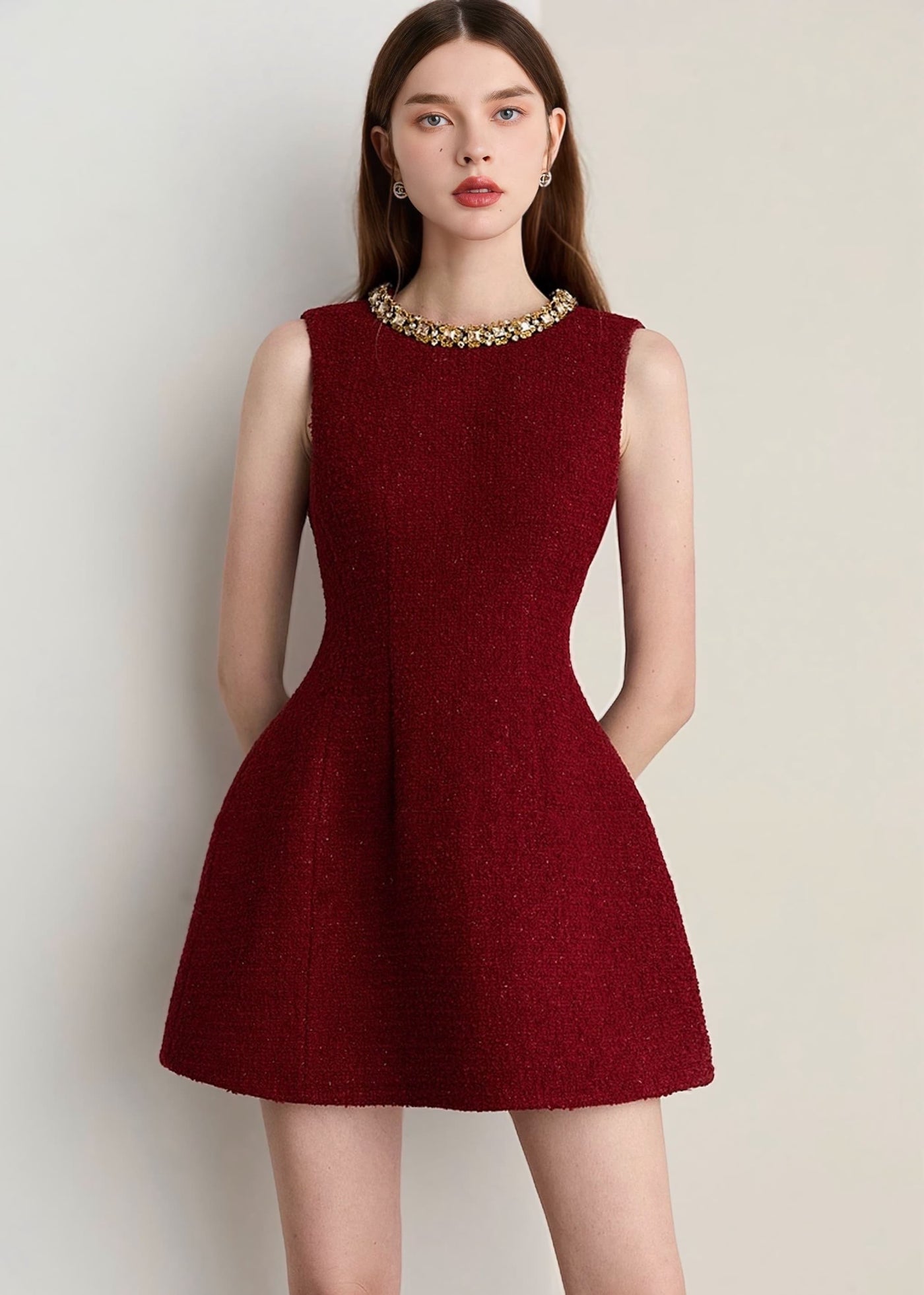 ツイードタックミニドレス