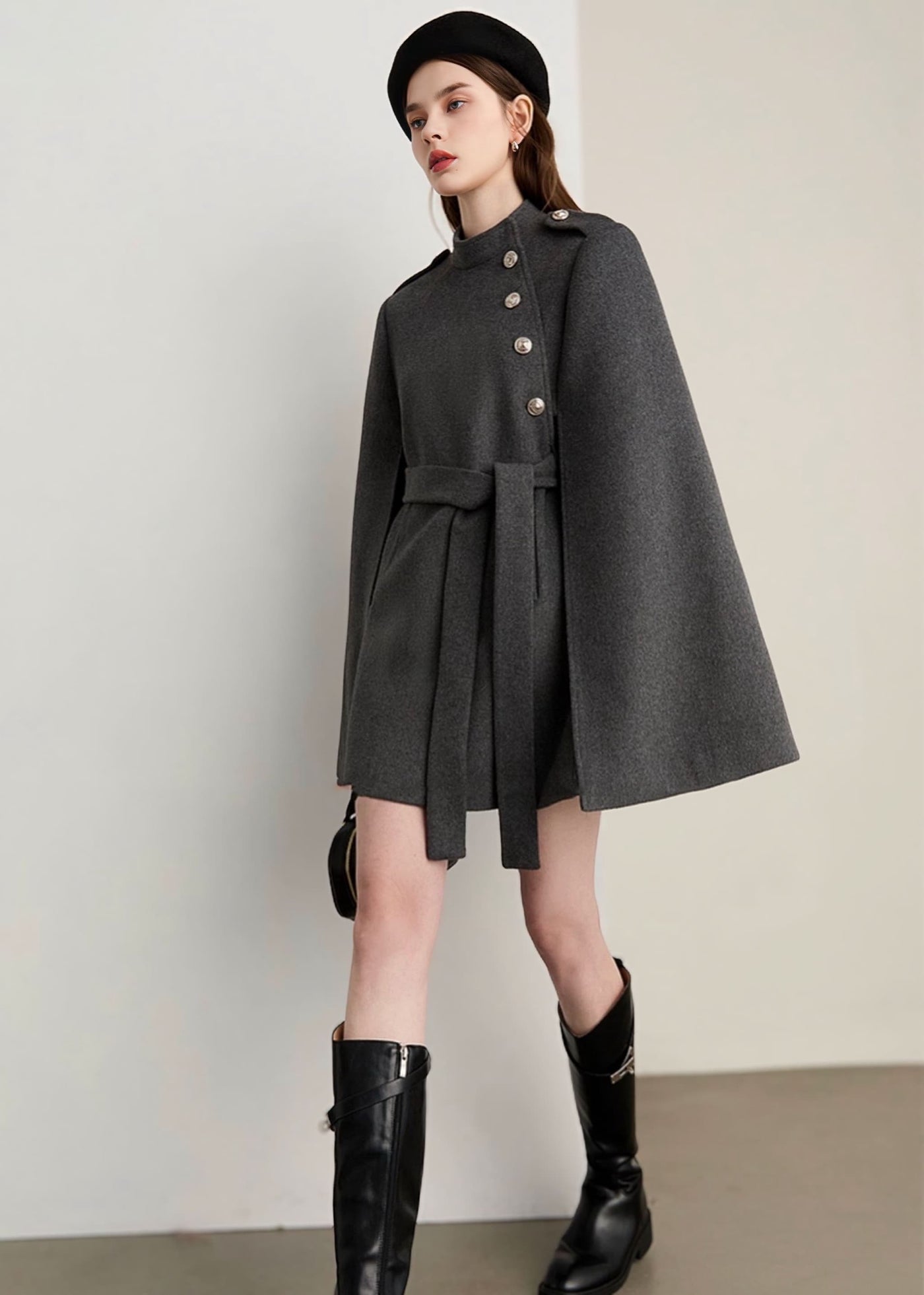 ブリティッシュスタイルウールケープコート