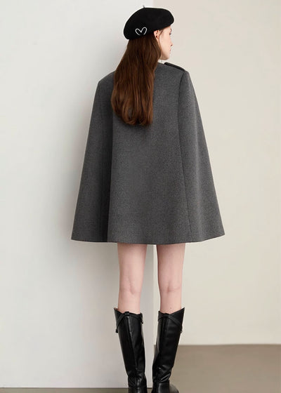 ブリティッシュスタイルウールケープコート