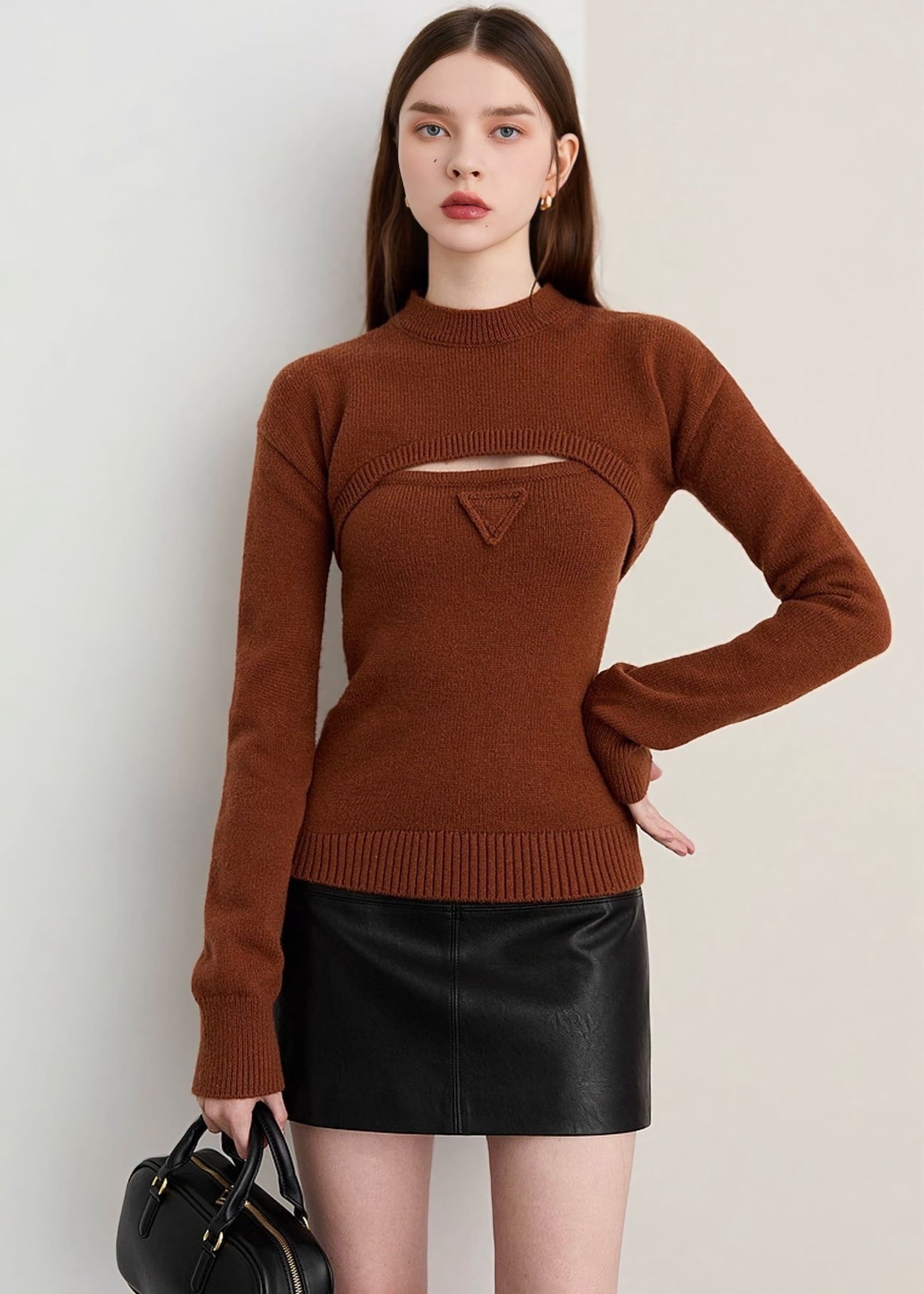 カットアウトスリムニットトップス