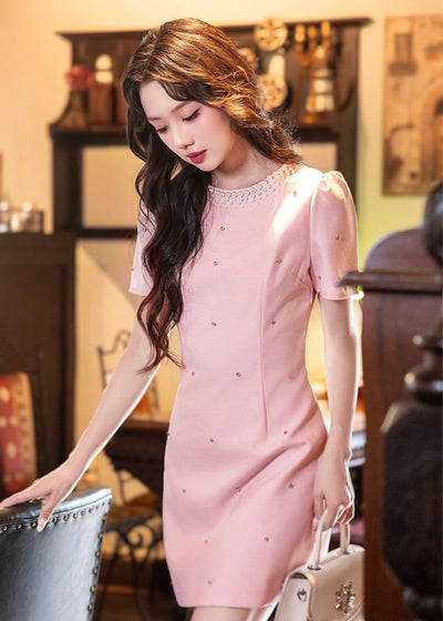 パールネックビジューミニドレス