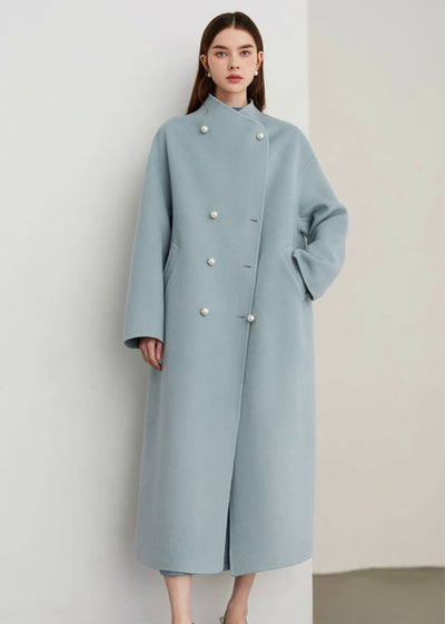 パールボタンロングウールコート