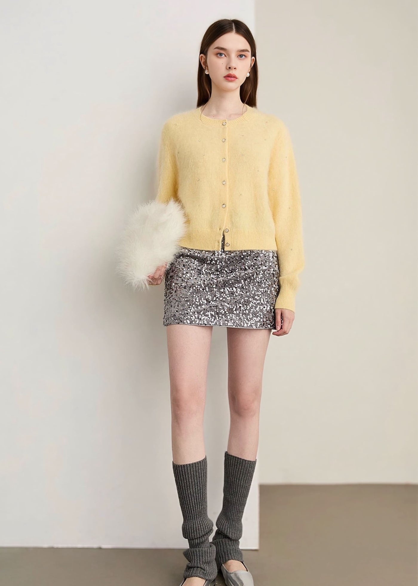 ビジュードットシープウールカーディガン