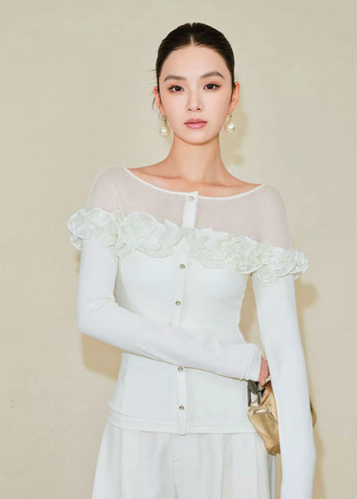 デコルテシアーフリルスリムカーディガン