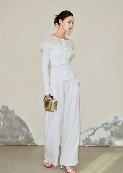 デコルテシアーフリルスリムカーディガン