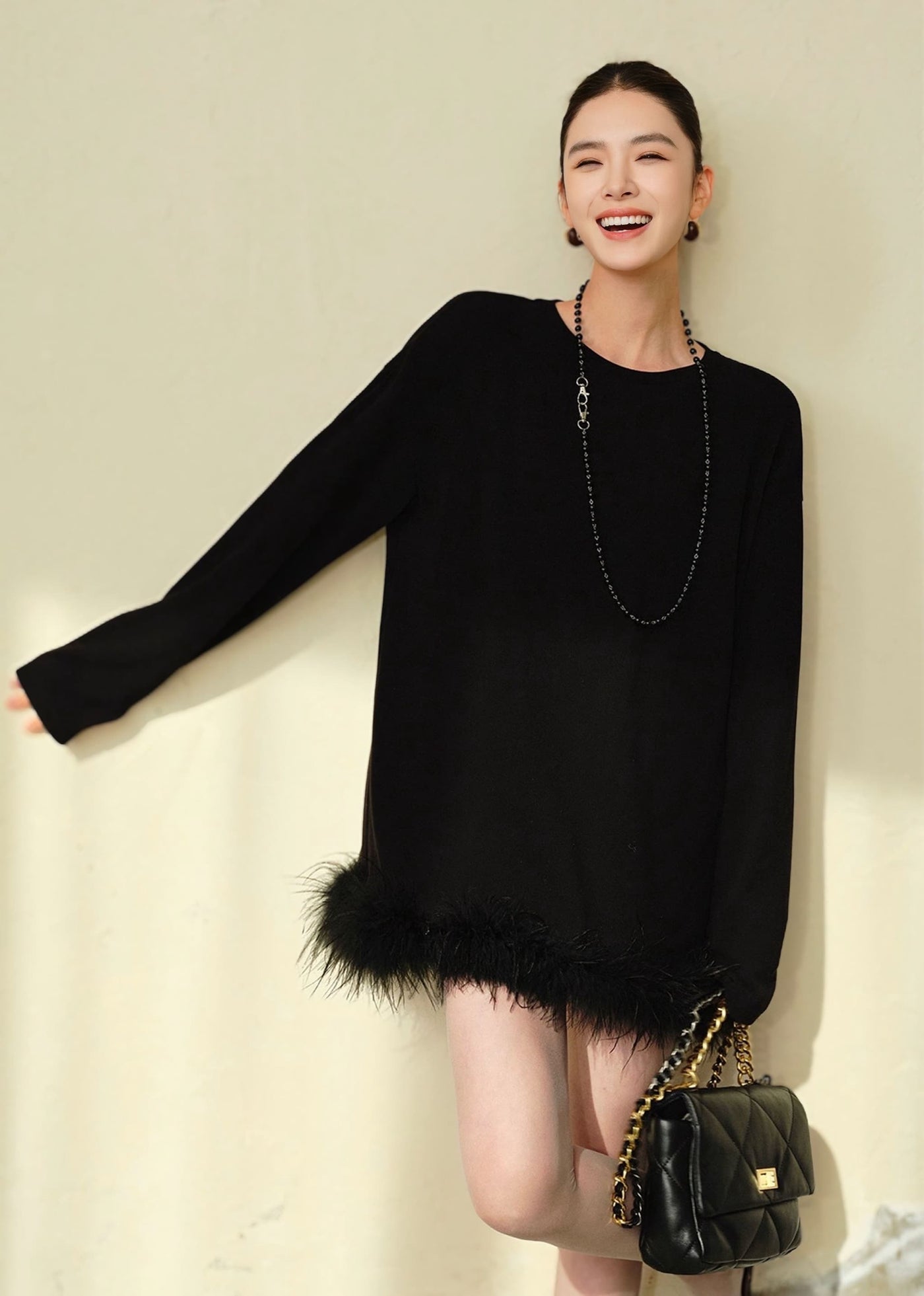 ファーヘムチュニックワンピース