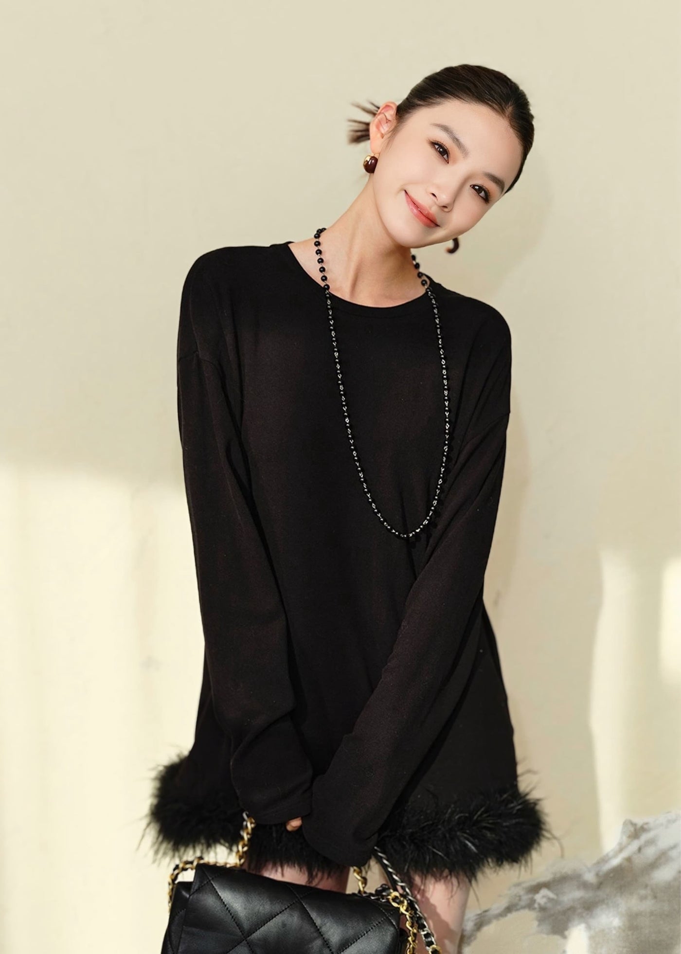 ファーヘムチュニックワンピース