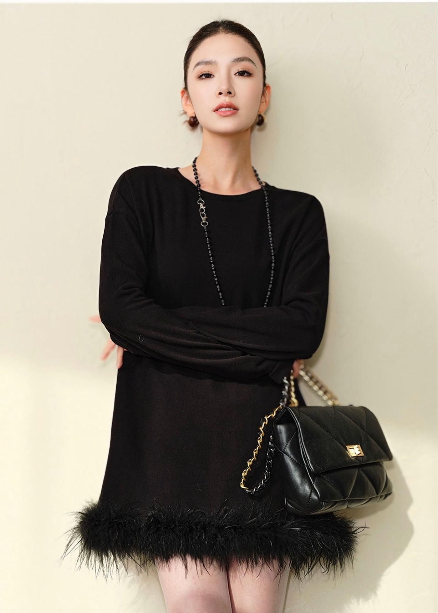 ファーヘムチュニックワンピース