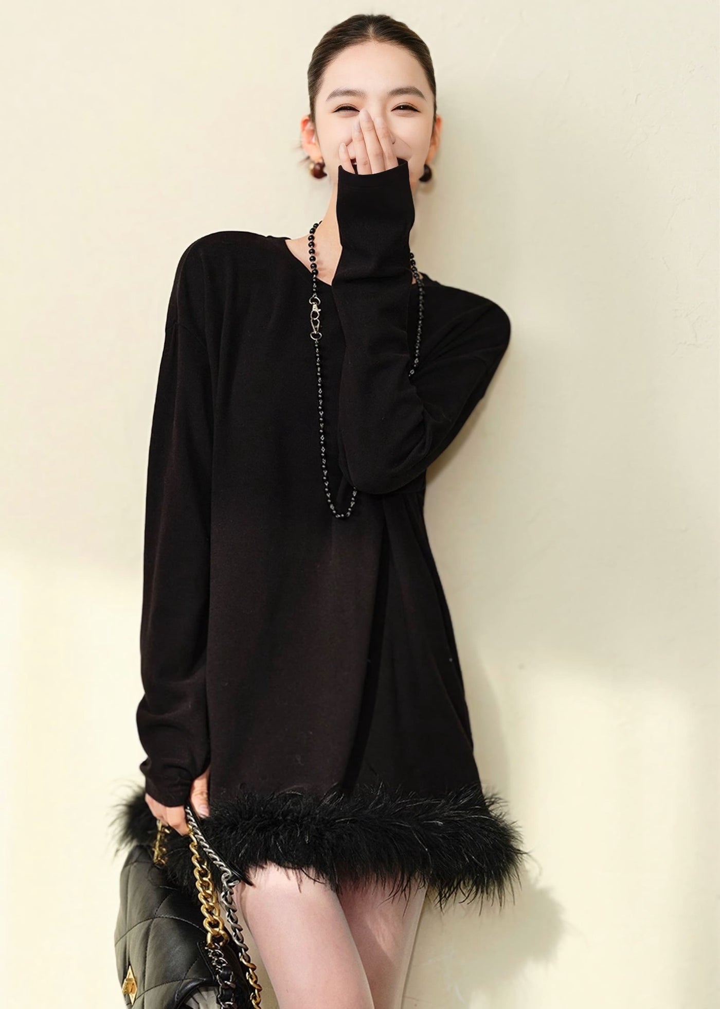 ファーヘムチュニックワンピース