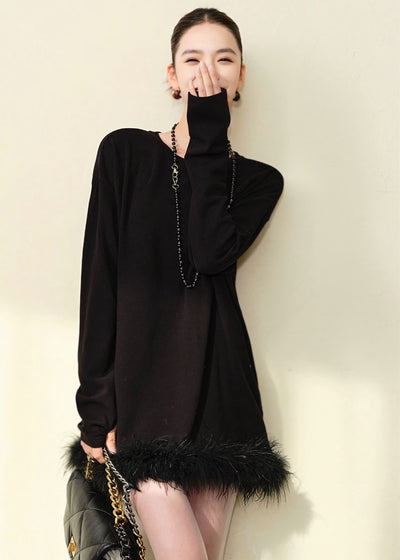 ファーヘムチュニックワンピース