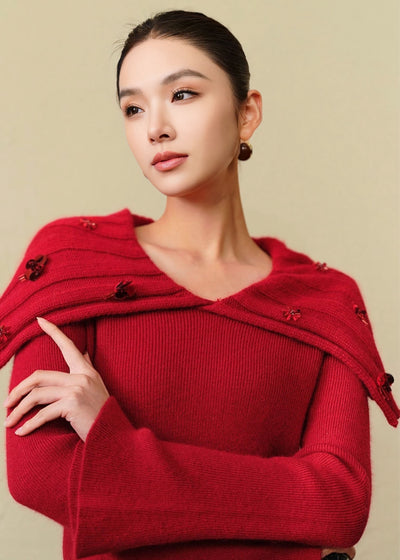 ラージラペルフレアスリーブセーター