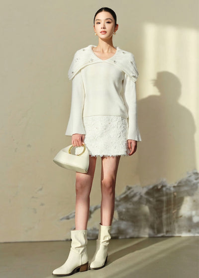 ラージラペルフレアスリーブセーター