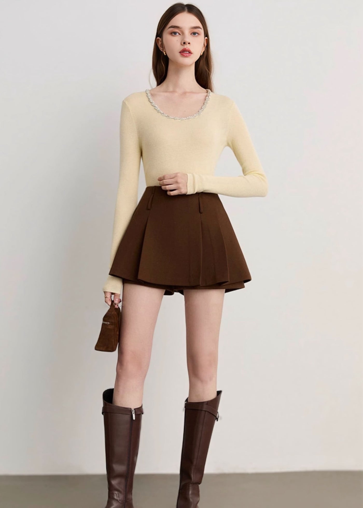 Aラインプリーツミニスカート