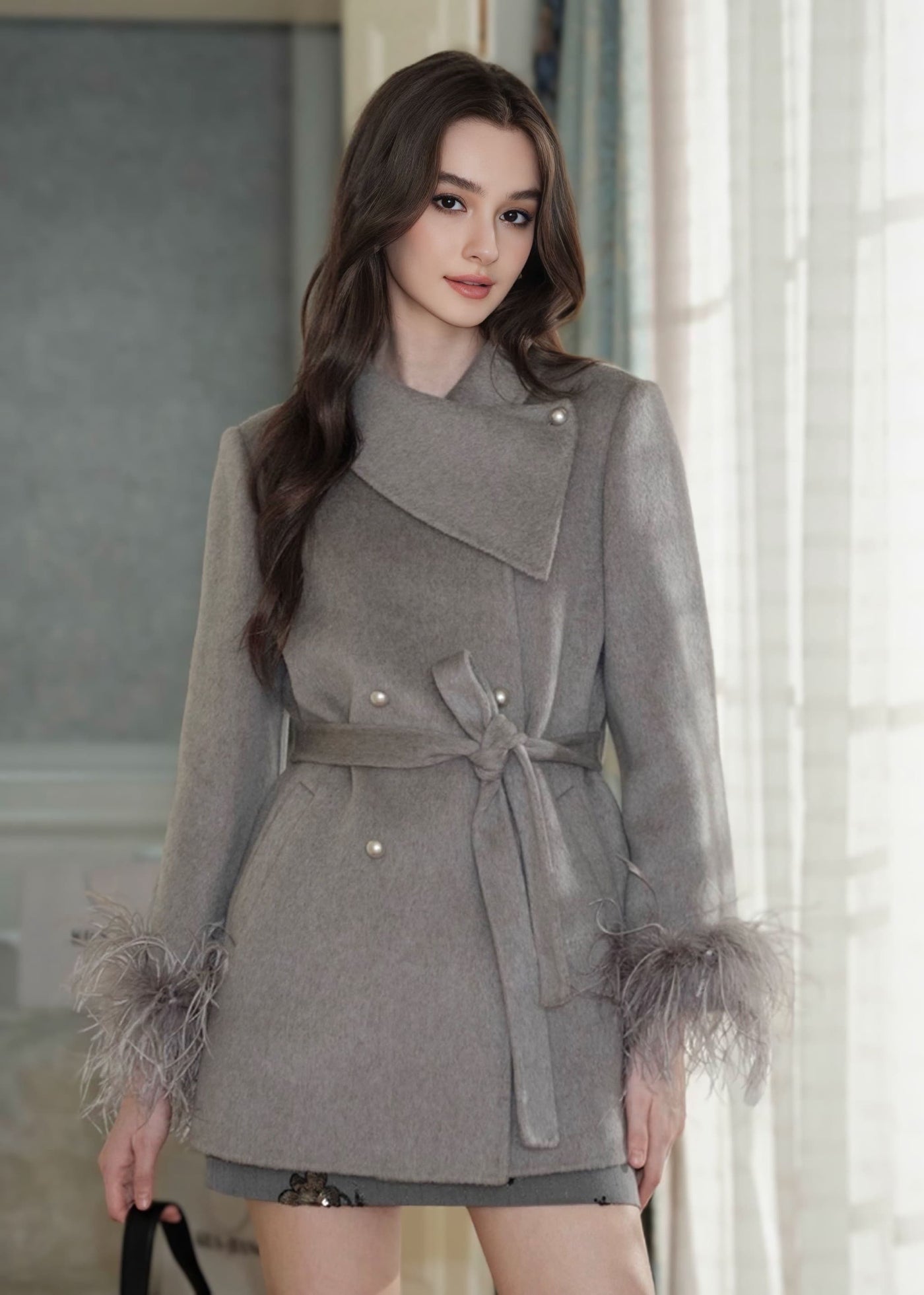 ウールフェザースリムジャケットコート