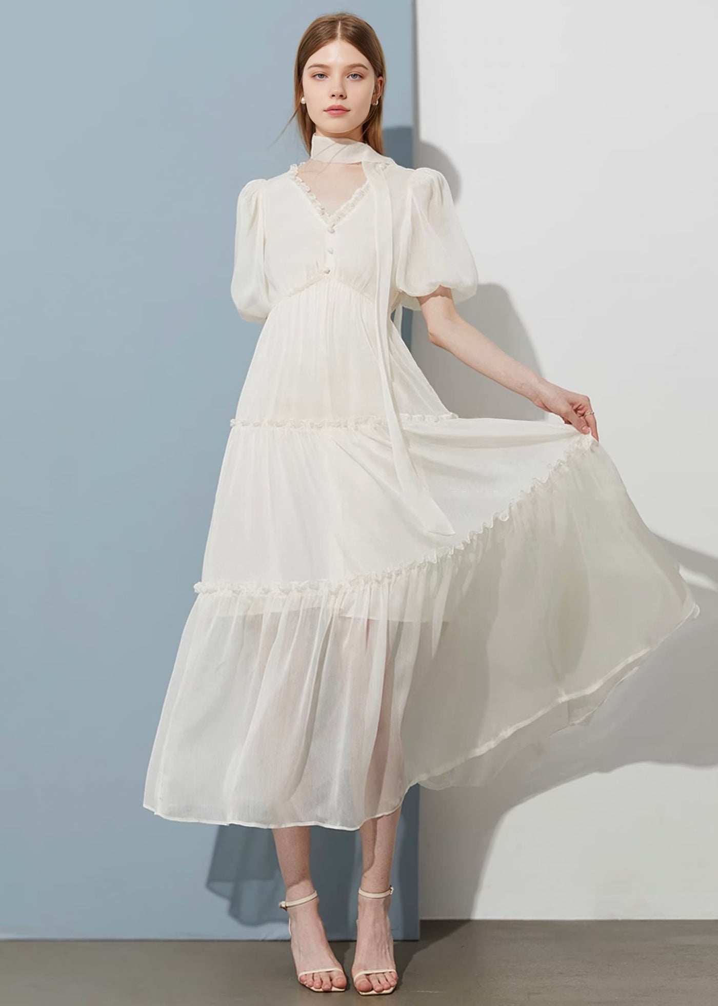 シフォンティアードドレス