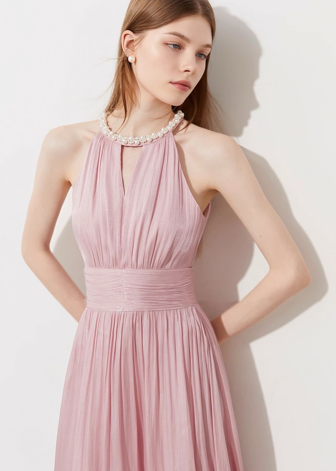 ルミナスシフォンプリーツドレス