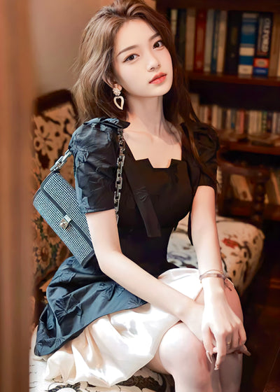 ELNIQUE(エルニーク)フラワー刺繍ミディアムタイトドレス-